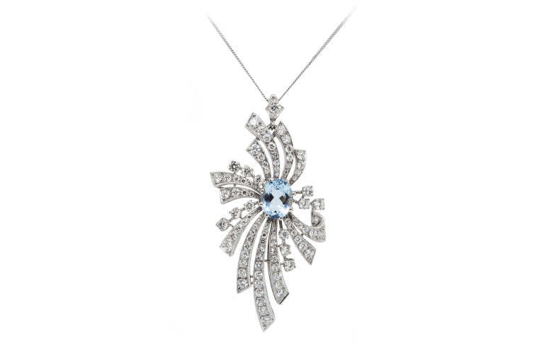 Aqua & Diamond Pendant