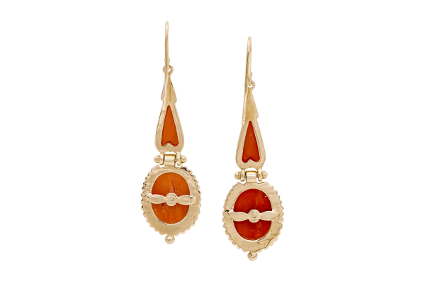 Coral & Pearl Drop Earrings
