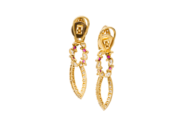 Diamond & Ruby Open Drop Earrings
