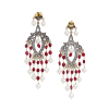 Pearl, Ruby & Diamonds Chandalier Earrings