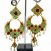 Indian Stone, Ruby, Turquoise & Pearl Drop Earrings